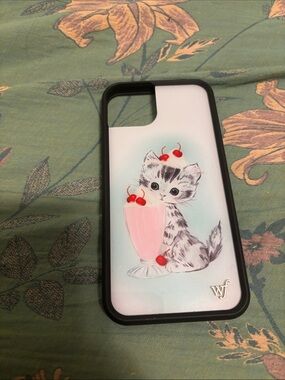 Wildflowers Cute Kitten Cherry Milkshake Phone Case - Pink, Black, Red